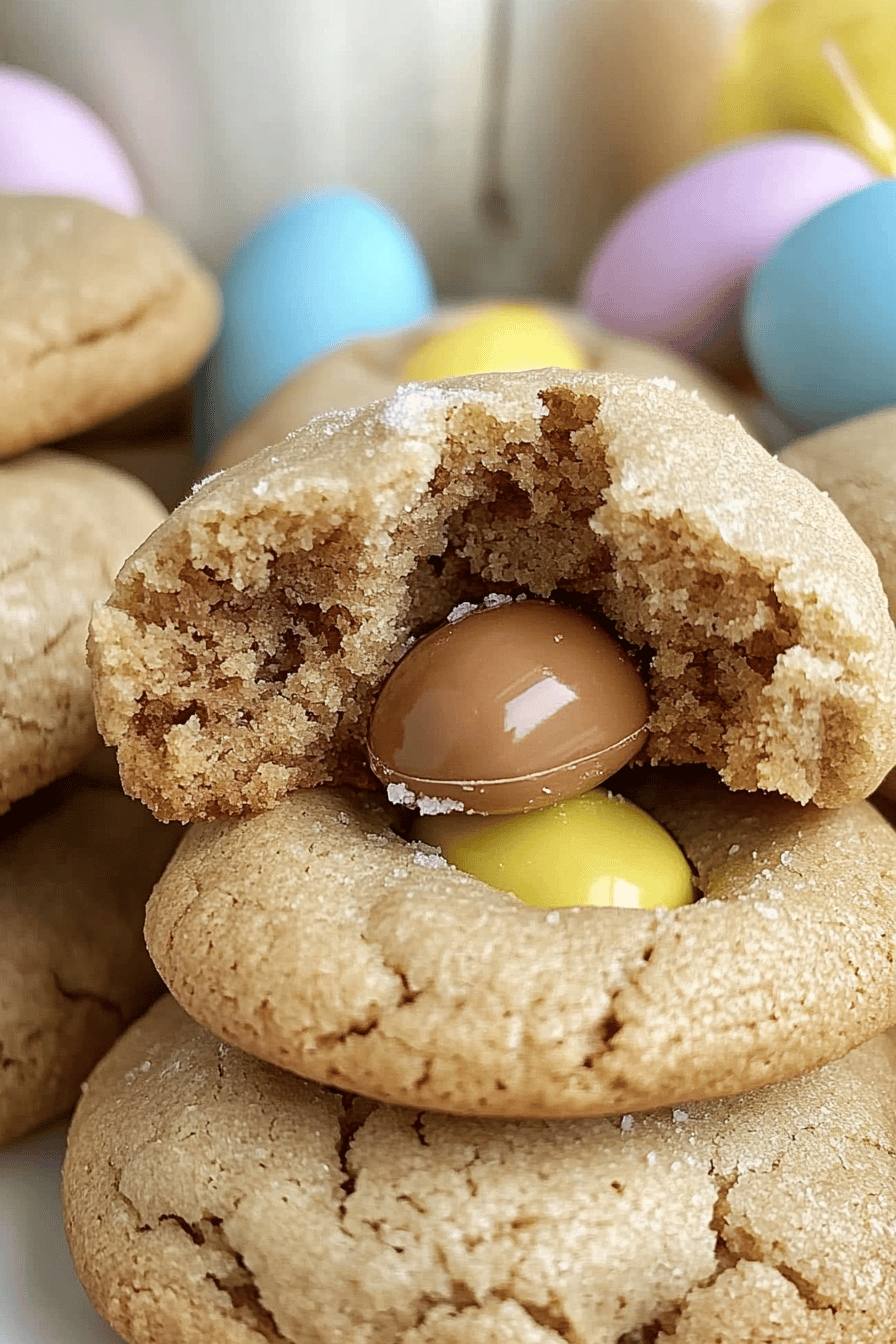 Cadbury Egg Kiss Cookies slice on plate showing perfect texture and swirl pattern