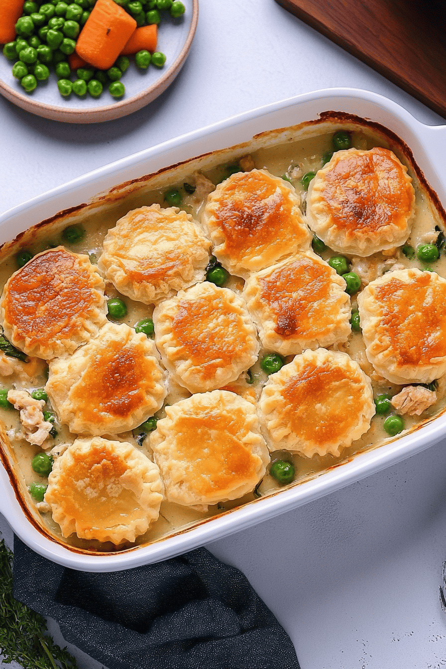 Chicken Pot Pie Casserole ingredients organized and measured on kitchen counter