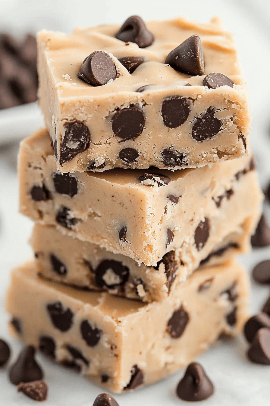 Chocolate Chip Cookie Dough Fudge slice on plate showing perfect texture and swirl pattern