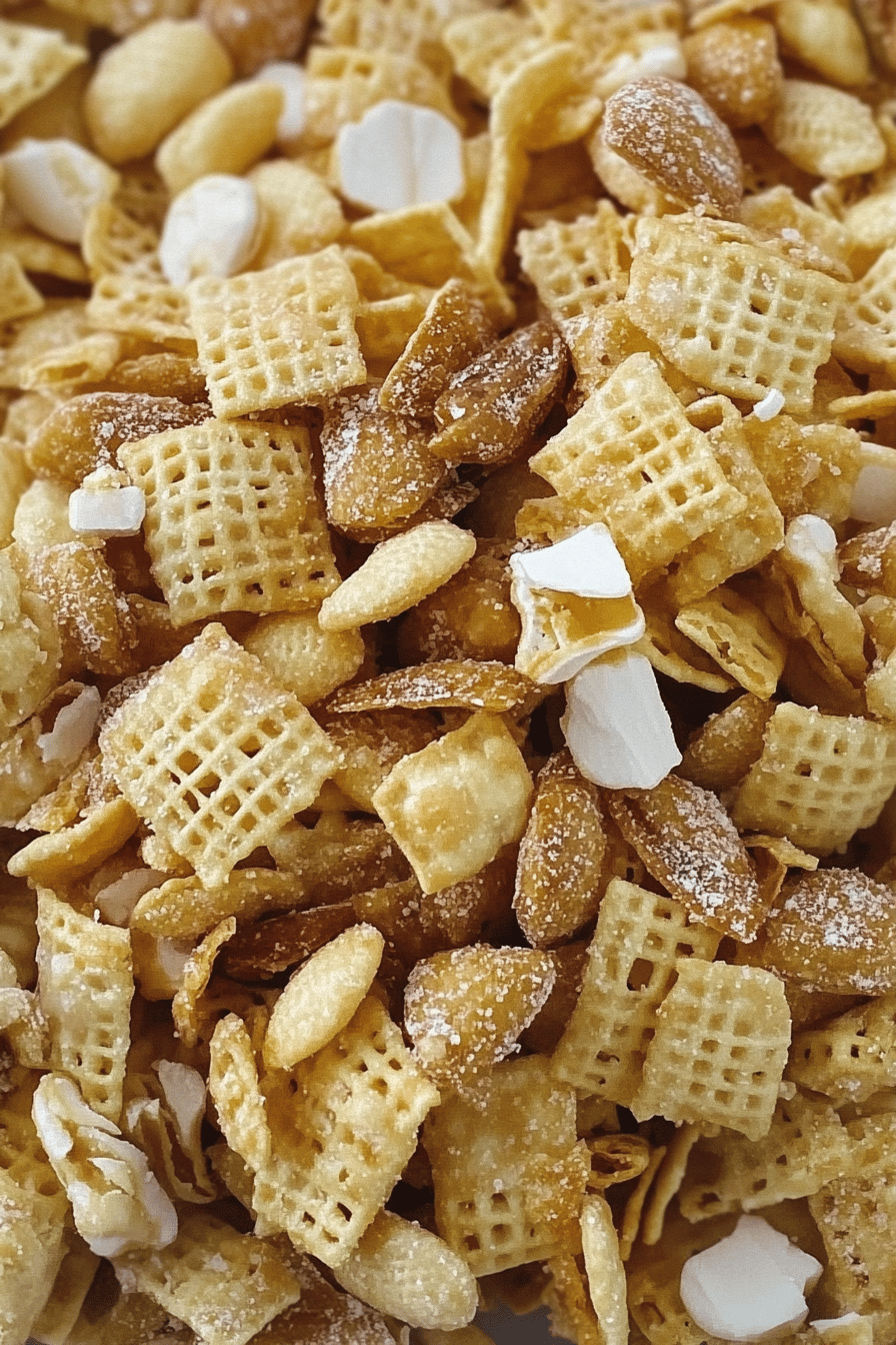 Christmas Chex Mix slice on plate showing perfect texture and swirl pattern