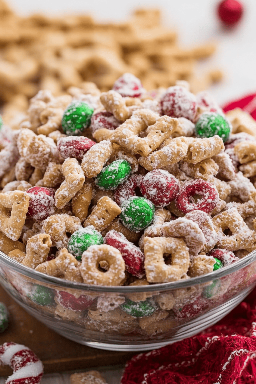 Christmas Chex Mix Recipe slice on plate showing perfect texture and swirl pattern