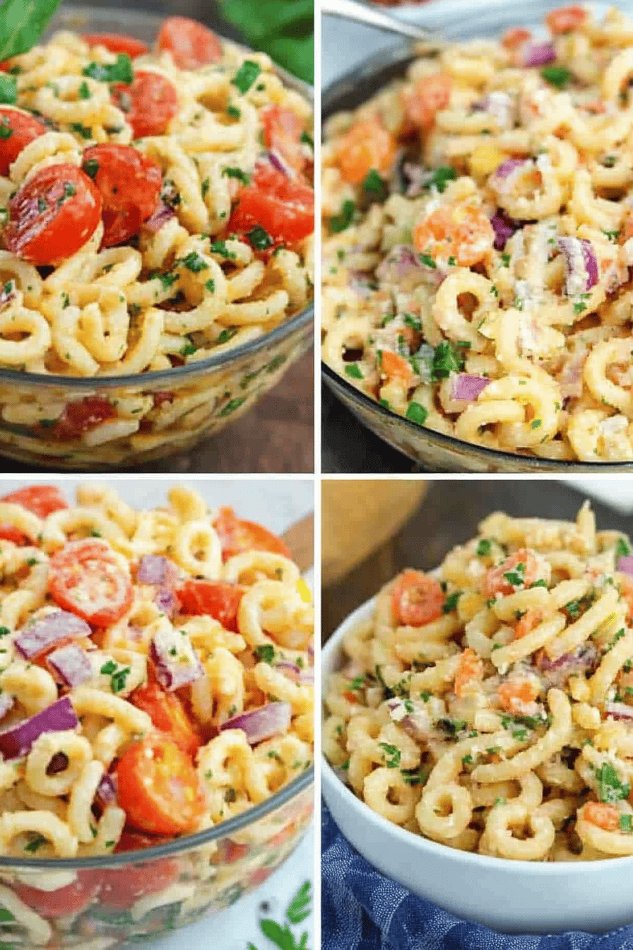Cold Pasta Salad Recipes slice on plate showing perfect texture and swirl pattern