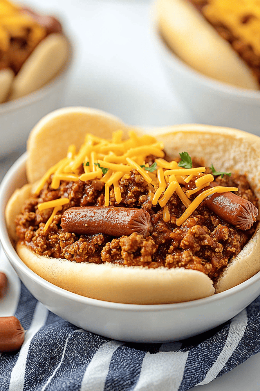 Crock Pot Hot Dog Chili Recipe ingredients organized and measured on kitchen counter