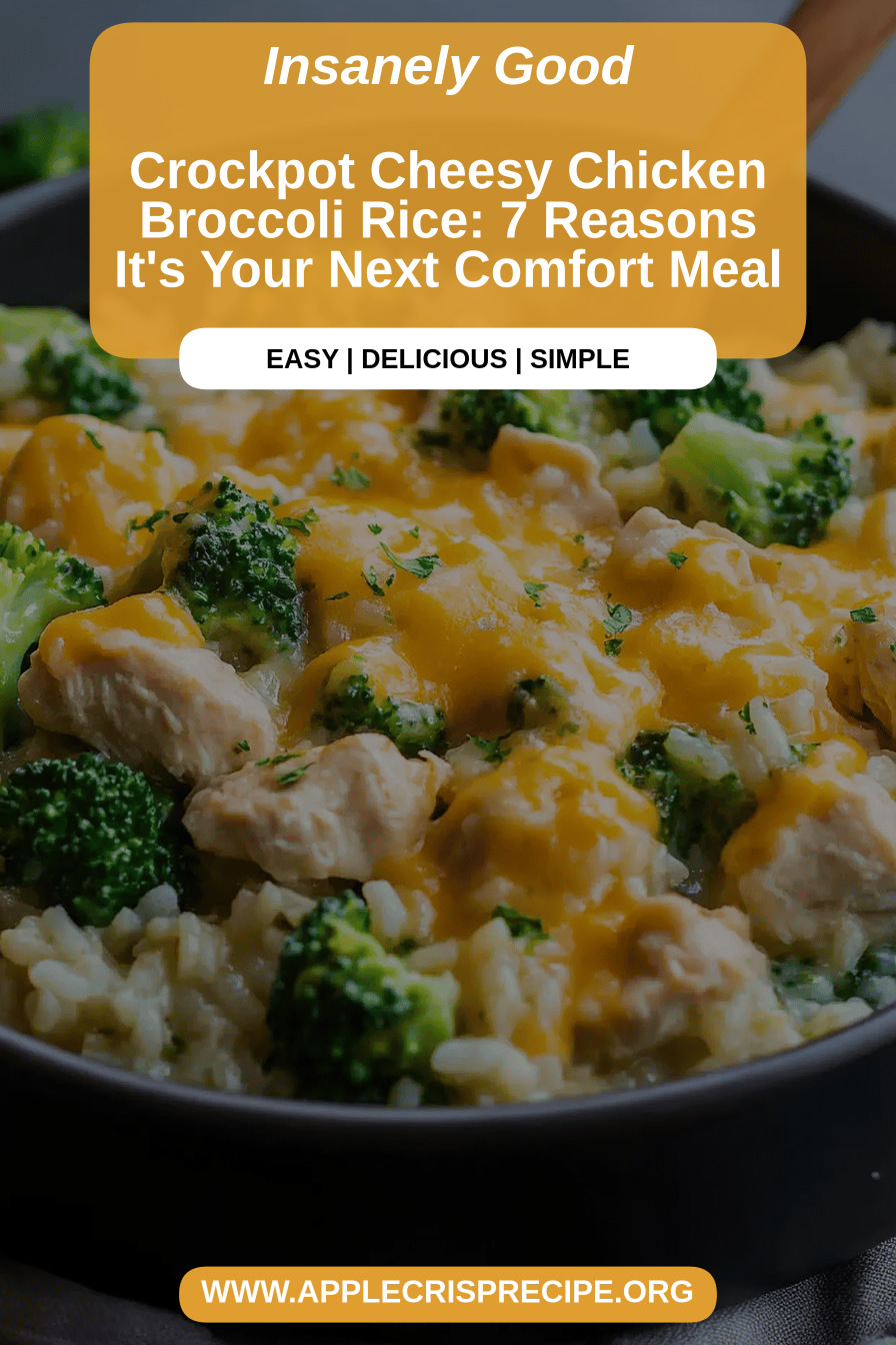 Crockpot Cheesy Chicken Broccoli Rice final dish beautifully presented and ready to serve
