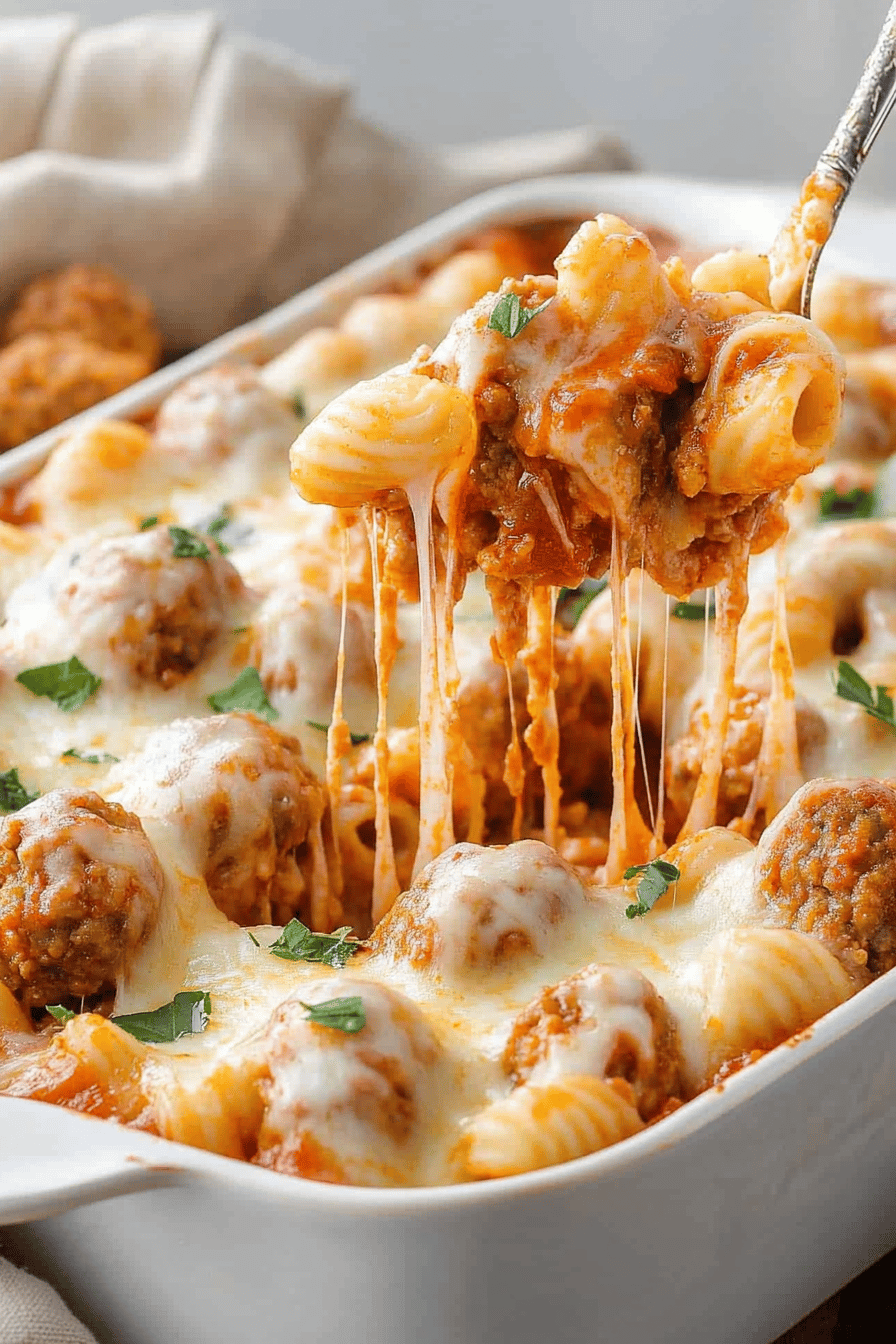 Dump and Bake Meatball Casserole ingredients organized and measured on kitchen counter