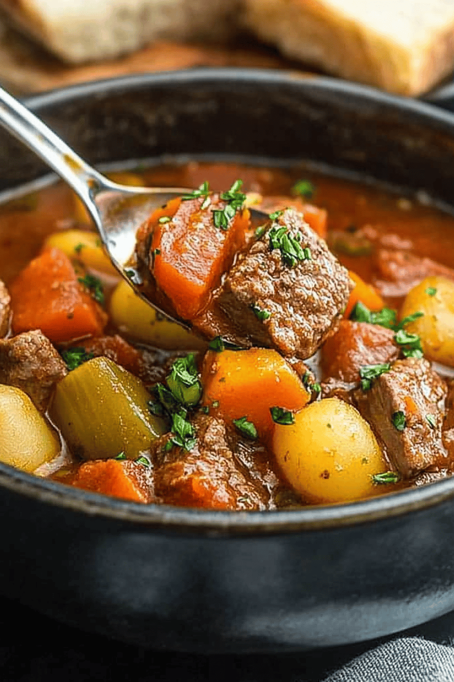 Goulash recipe ingredients organized and measured on kitchen counter