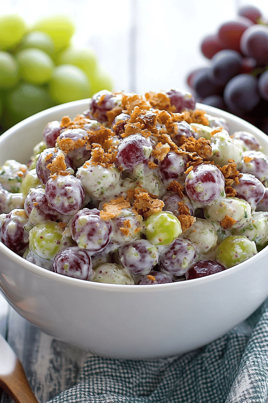 Grape Salad Recipe ingredients organized and measured on kitchen counter