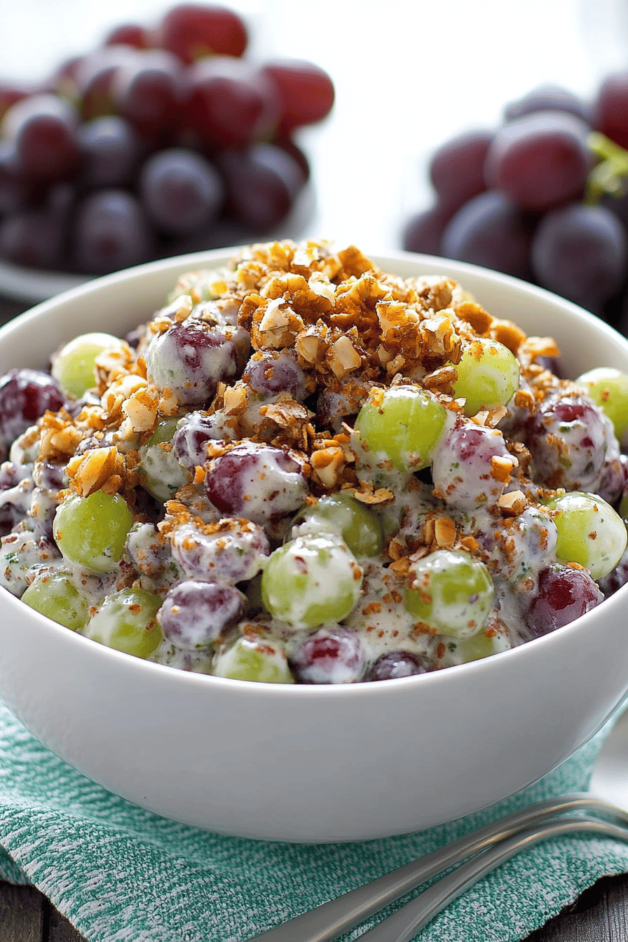 Grape Salad Recipe slice on plate showing perfect texture and swirl pattern