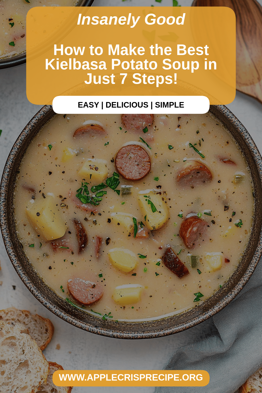 Kielbasa Potato Soup final dish beautifully presented and ready to serve