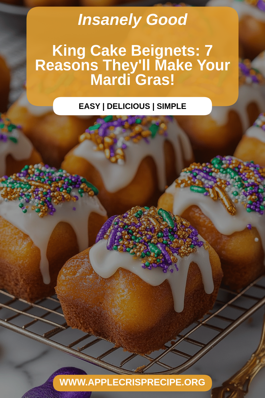 King Cake Beignets final dish beautifully presented and ready to serve
