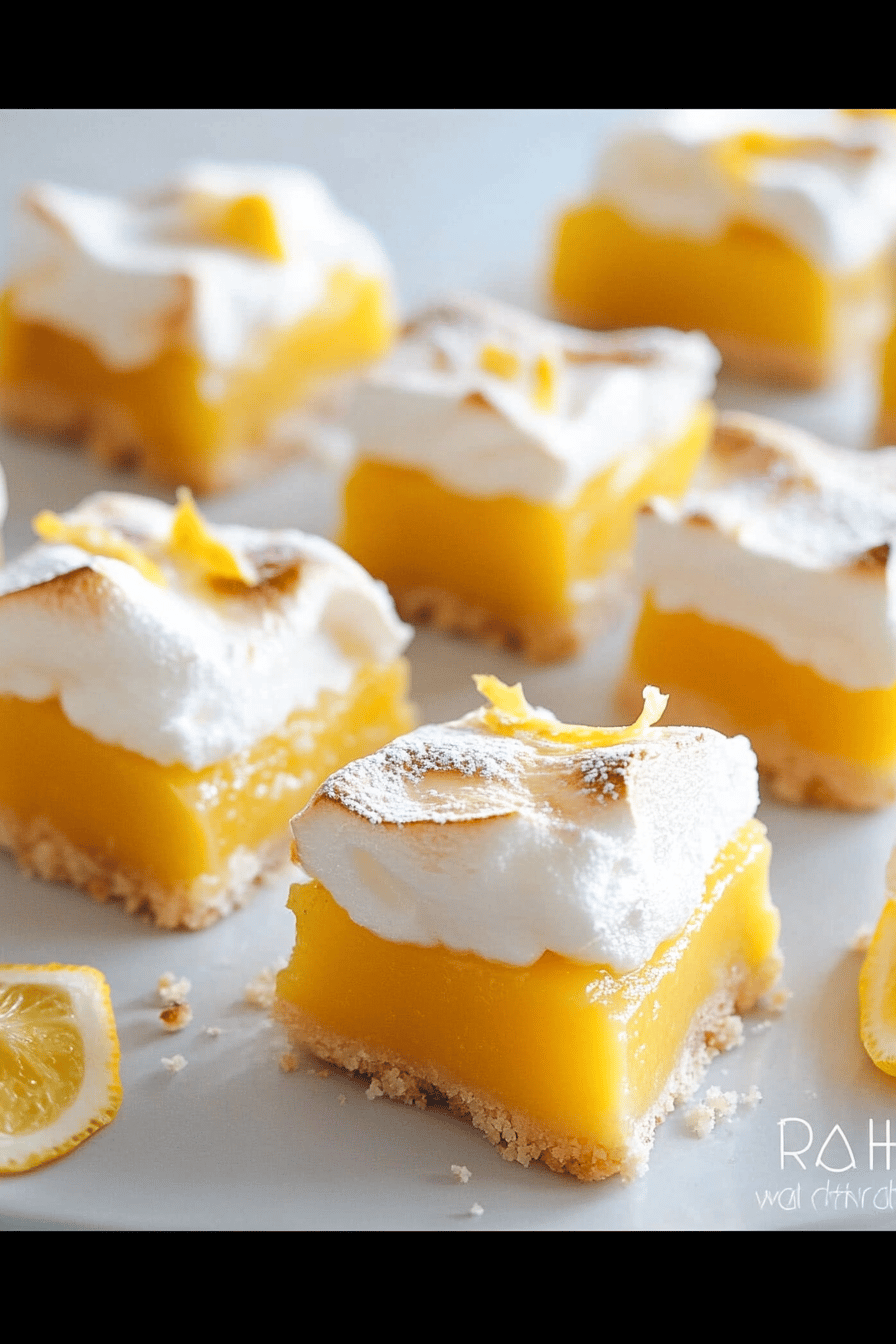 Lemon Meringue Pie Bars slice on plate showing perfect texture and swirl pattern