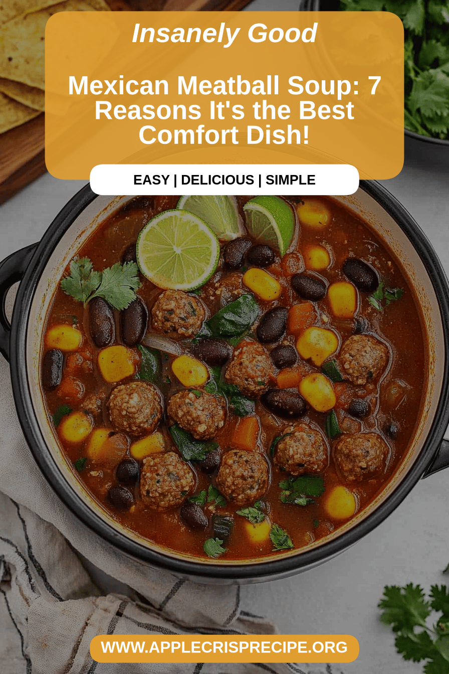 Mexican Meatball Soup final dish beautifully presented and ready to serve