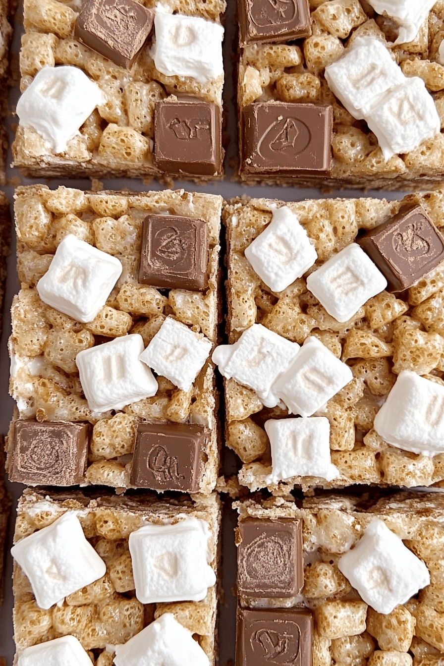 No-Bake S'mores Krispie Bars ingredients organized and measured on kitchen counter