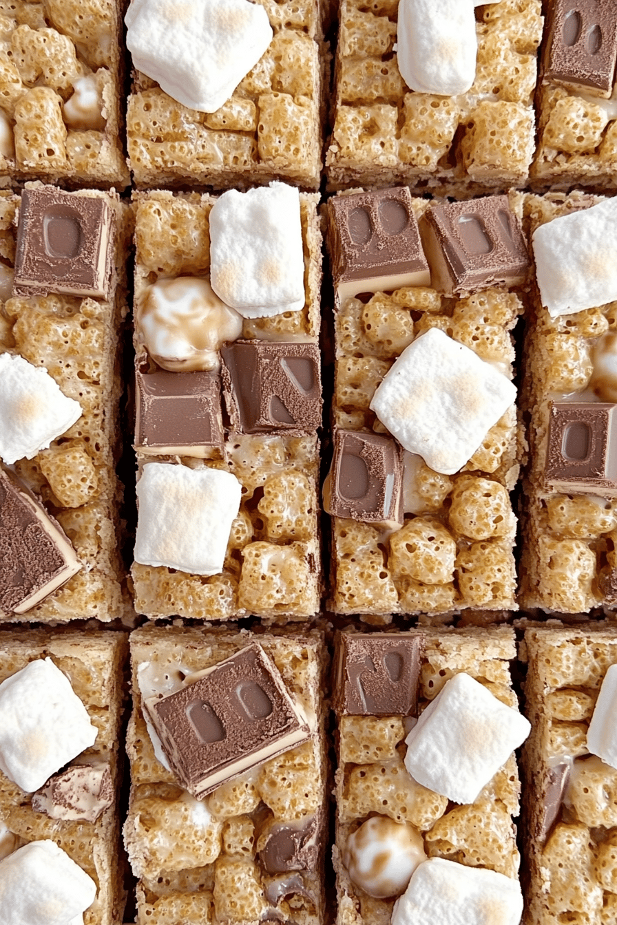 No-Bake S'mores Krispie Bars slice on plate showing perfect texture and swirl pattern