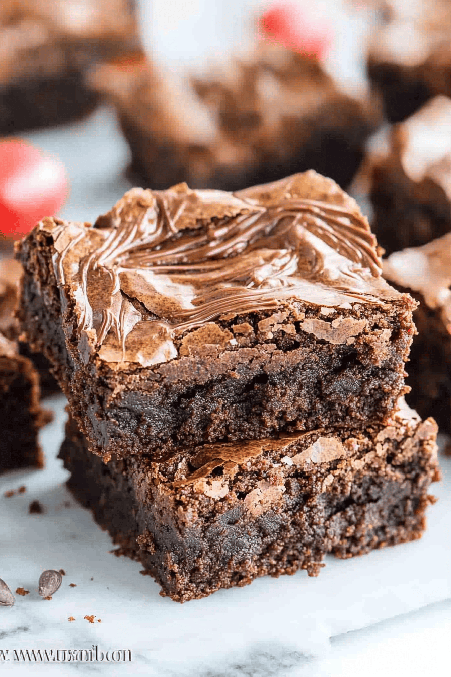 Nutella Brownies Recipe slice on plate showing perfect texture and swirl pattern