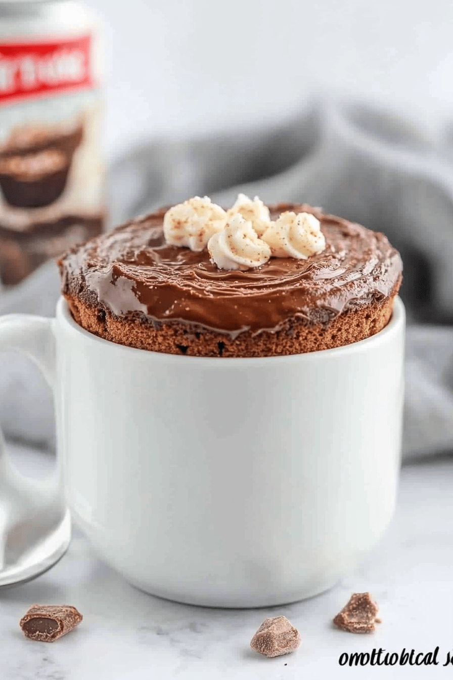 Nutella Mug Cake ingredients organized and measured on kitchen counter