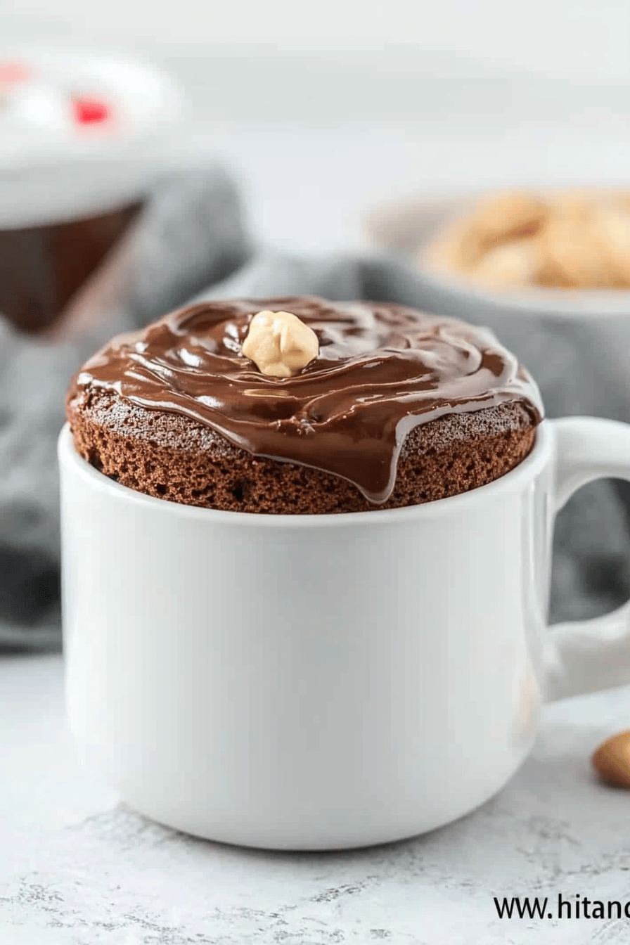 Nutella Mug Cake slice on plate showing perfect texture and swirl pattern