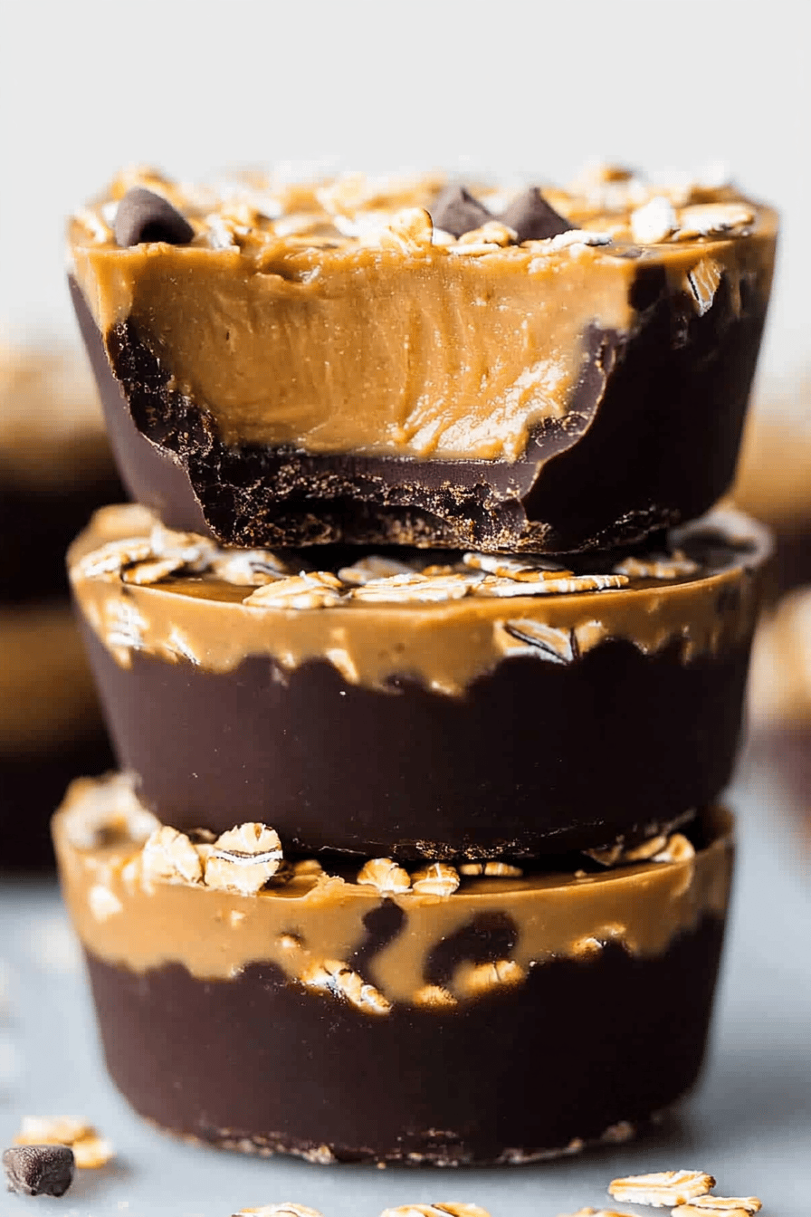 Peanut butter oat cups ingredients organized and measured on kitchen counter