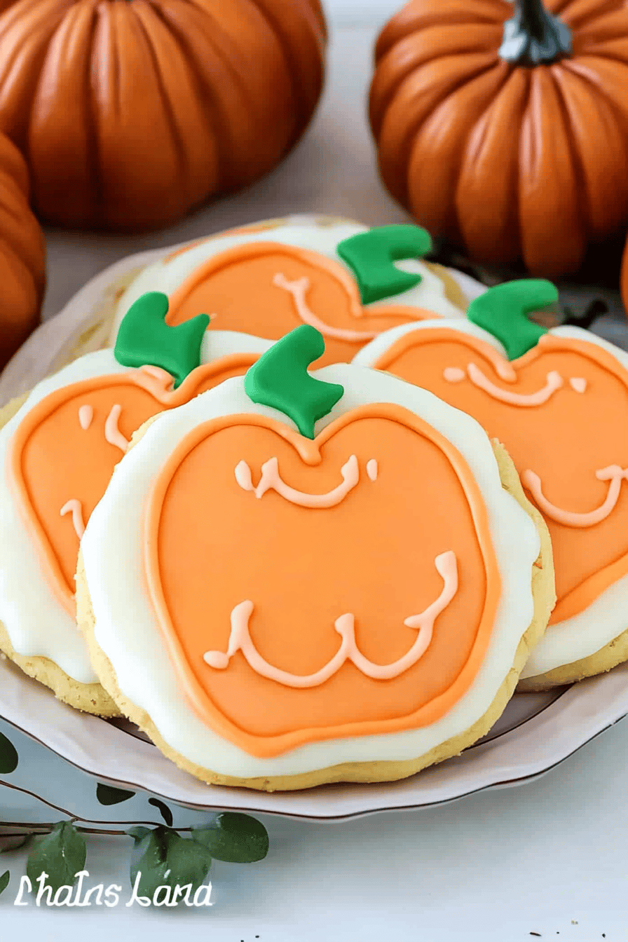 Pumpkin Sugar Cookies slice on plate showing perfect texture and swirl pattern