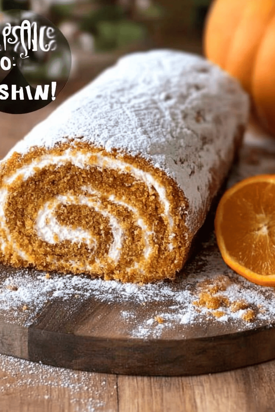 Pumpkin roll slice on plate showing perfect texture and swirl pattern