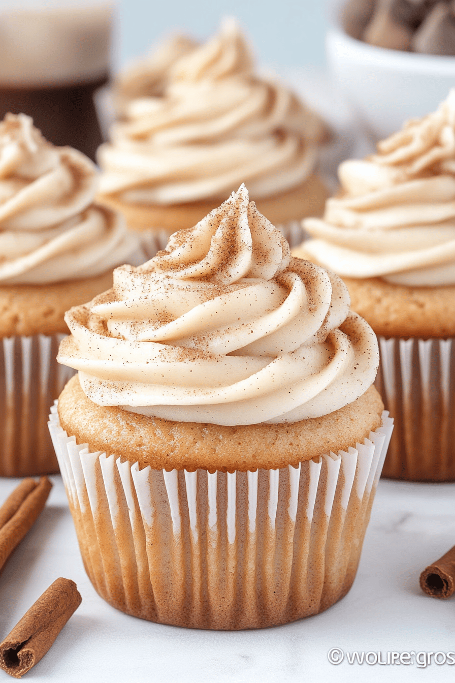 Snickerdoodle Cupcakes slice on plate showing perfect texture and swirl pattern