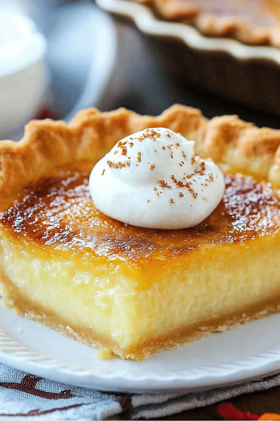Southern Buttermilk Pie slice on plate showing perfect texture and swirl pattern