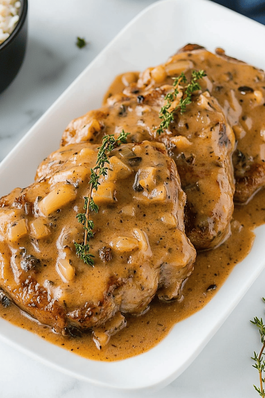 Southern Smothered Pork Chops ingredients organized and measured on kitchen counter