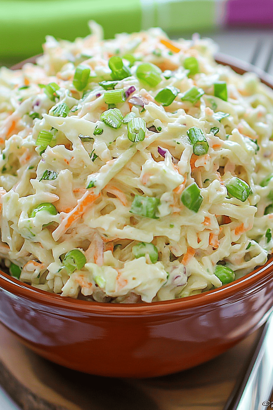 Southern-Style Coleslaw slice on plate showing perfect texture and swirl pattern