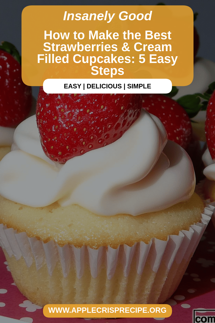 Strawberries Cream Cupcakes final dish beautifully presented and ready to serve