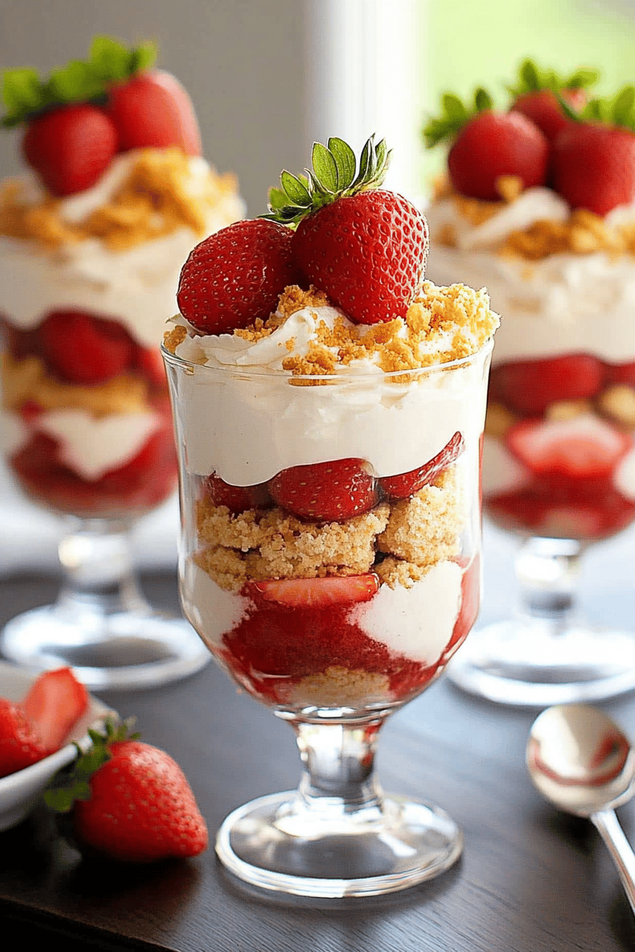 Strawberry Parfaits Recipe ingredients organized and measured on kitchen counter