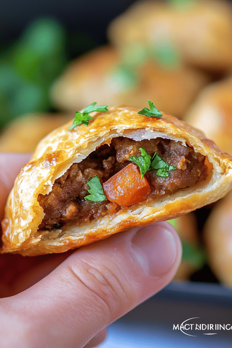 air fryer empanadas slice on plate showing perfect texture and swirl pattern