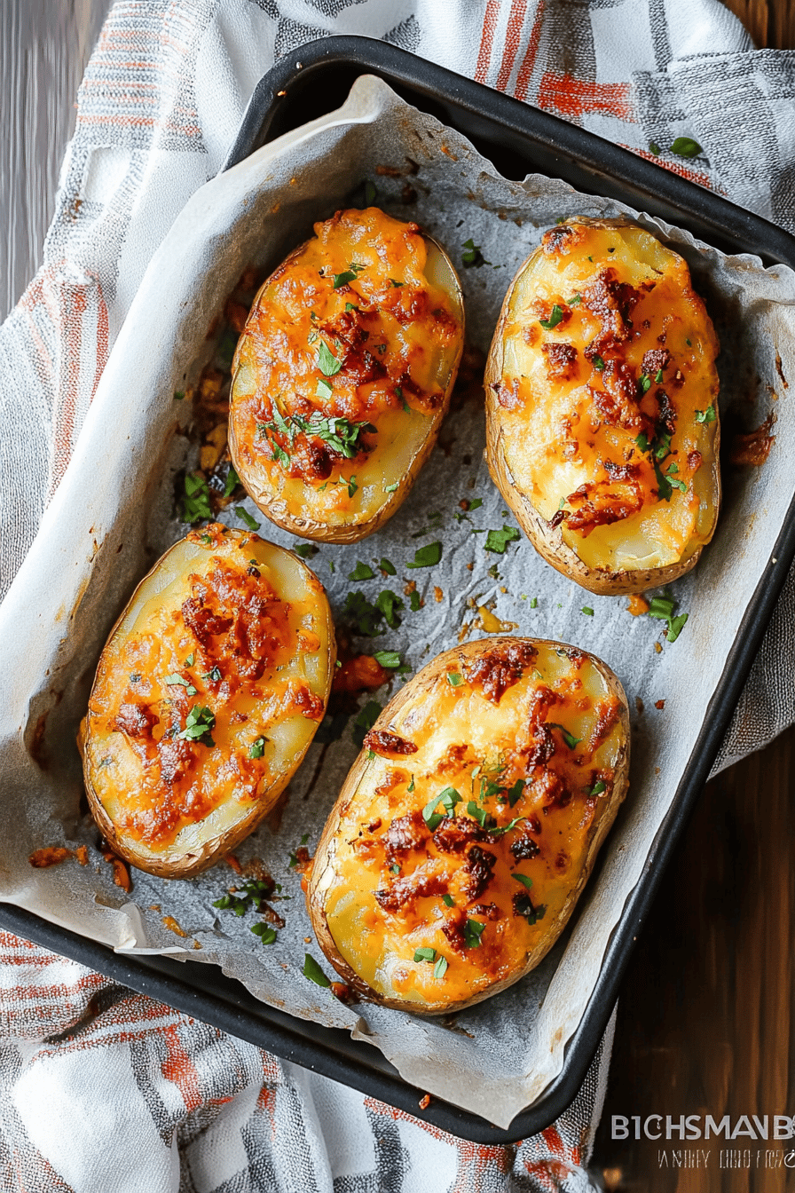 air fryer twice baked potatoes slice on plate showing perfect texture and swirl pattern