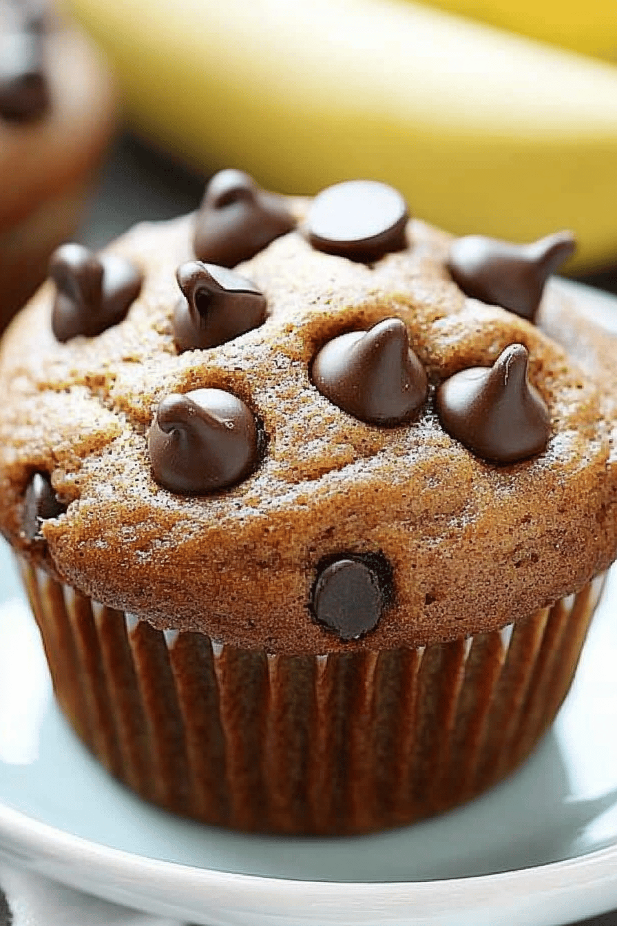 banana chocolate chip muffins ingredients organized and measured on kitchen counter