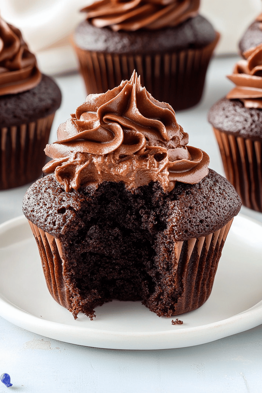 chocolate cupcakes ingredients organized and measured on kitchen counter