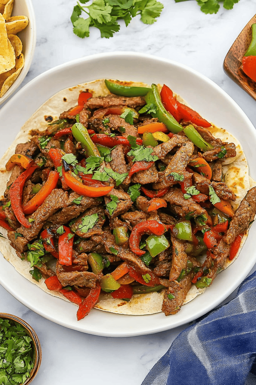 fajita marinade slice on plate showing perfect texture and swirl pattern