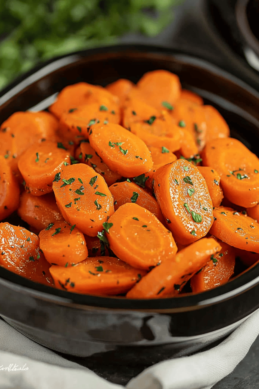 glazed carrots recipe slice on plate showing perfect texture and swirl pattern