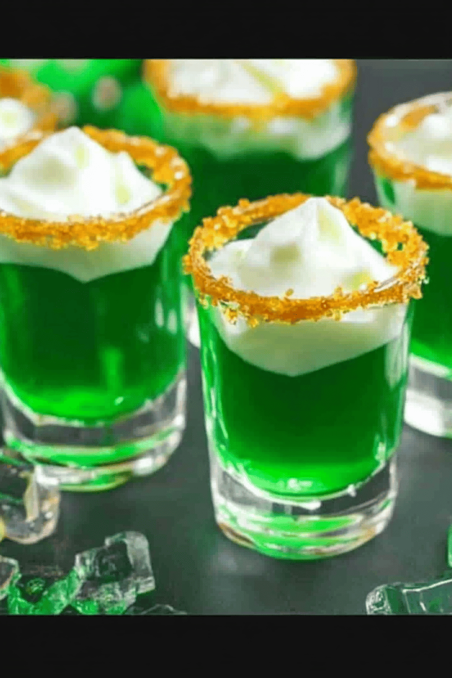 green jello shots ingredients organized and measured on kitchen counter