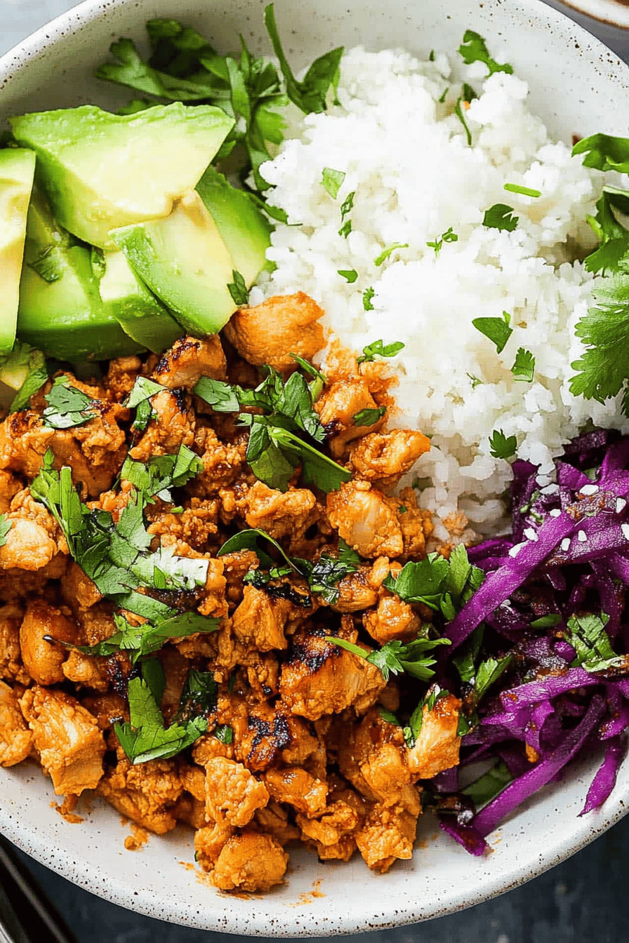 ground chicken bowls slice on plate showing perfect texture and swirl pattern