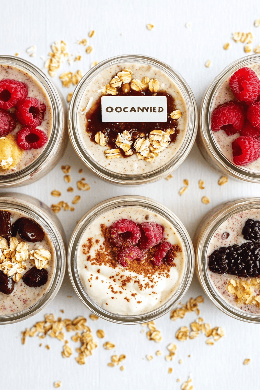 overnight oats slice on plate showing perfect texture and swirl pattern