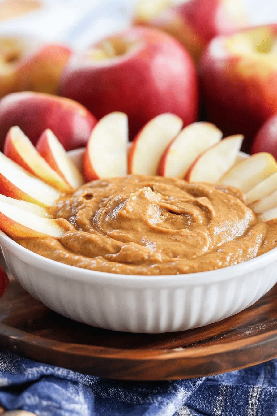 peanut butter apple dip ingredients organized and measured on kitchen counter