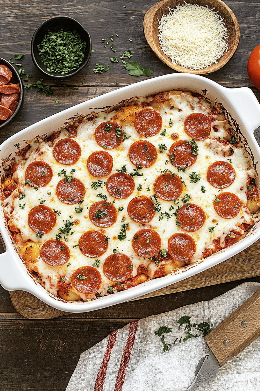 pizza casserole slice on plate showing perfect texture and swirl pattern