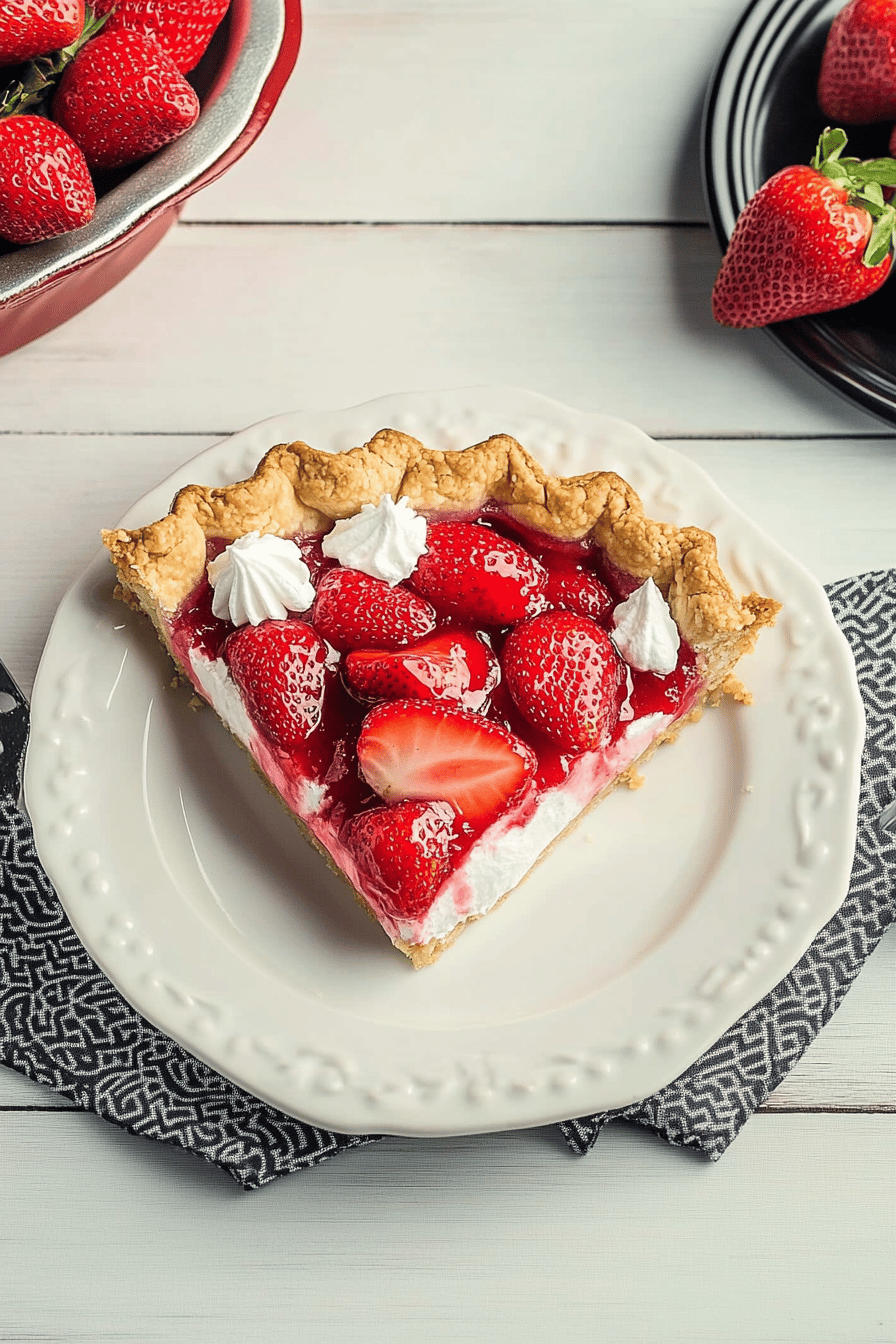 strawberry pie ingredients organized and measured on kitchen counter