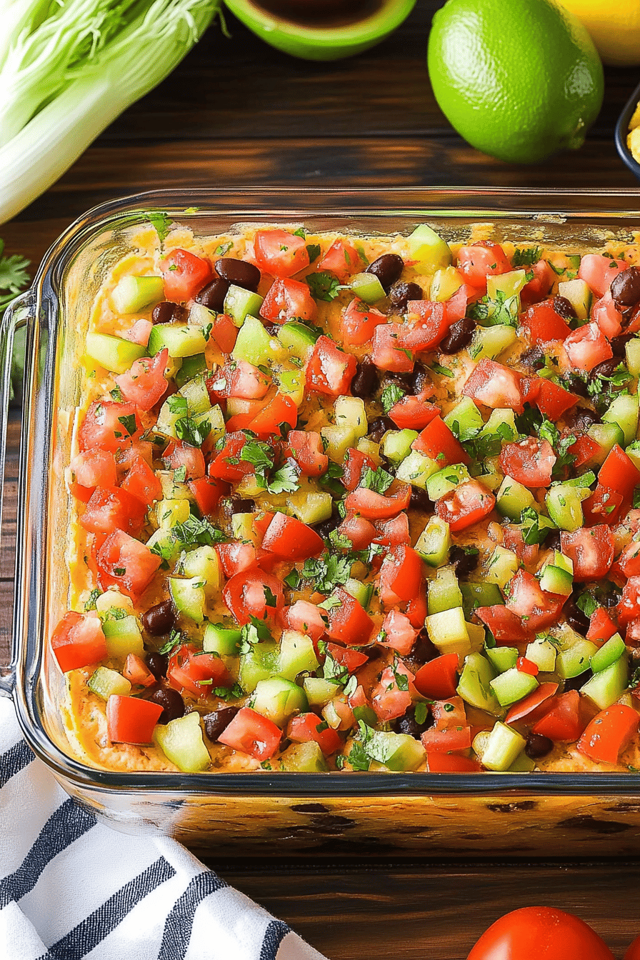 taco dip slice on plate showing perfect texture and swirl pattern