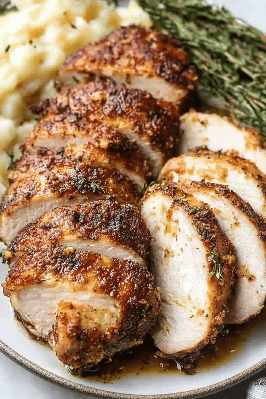 turkey tenderloin ingredients organized and measured on kitchen counter