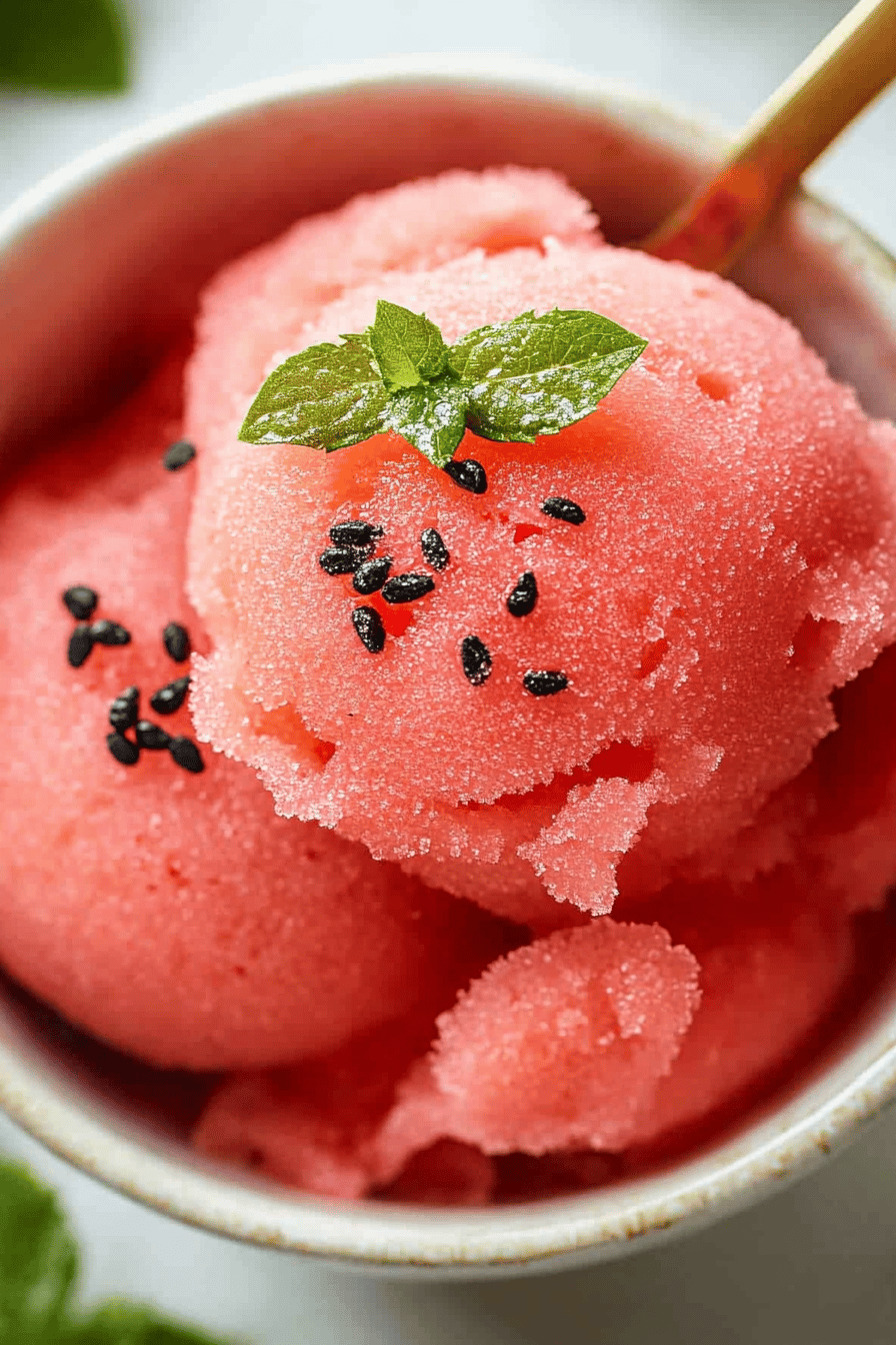 watermelon sorbet ingredients organized and measured on kitchen counter