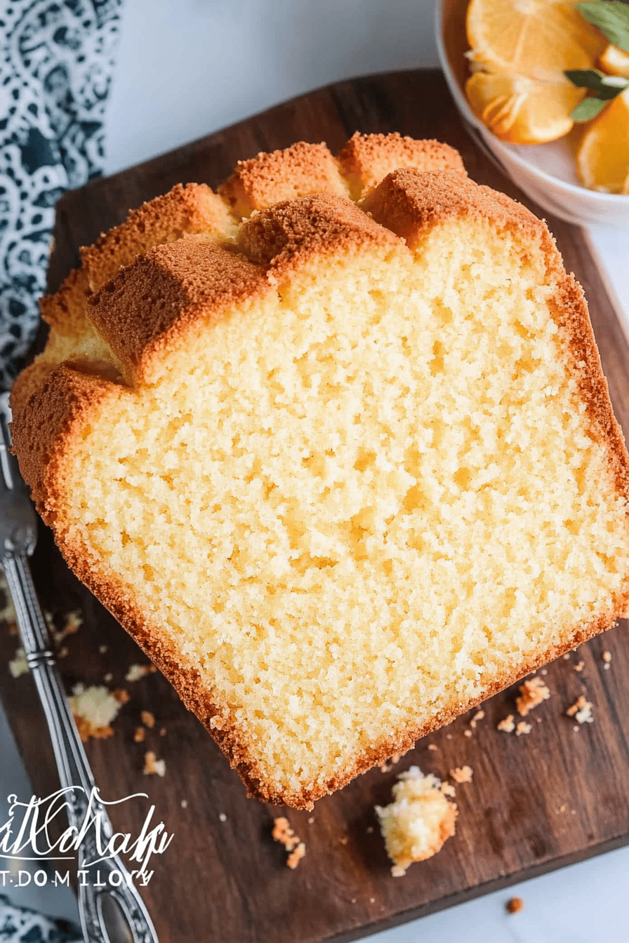 whipping cream pound cake ingredients organized and measured on kitchen counter