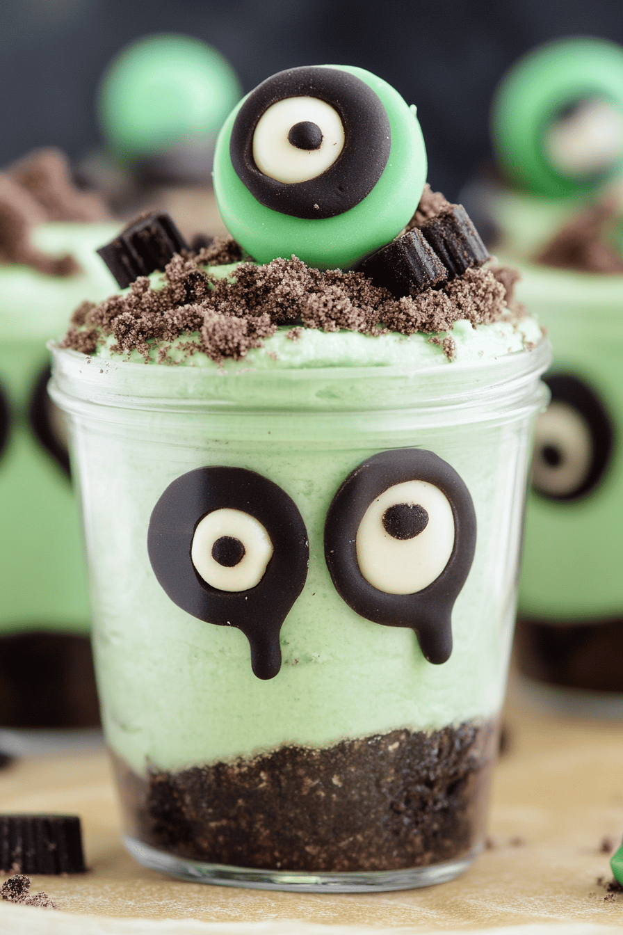 zombie dirt pudding cups ingredients organized and measured on kitchen counter